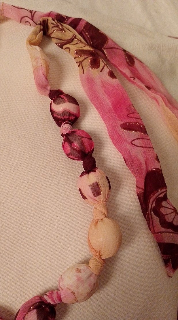 Uzun Pembe Bağlamalı Boncuklu Bohem Kolye - Görsel 3