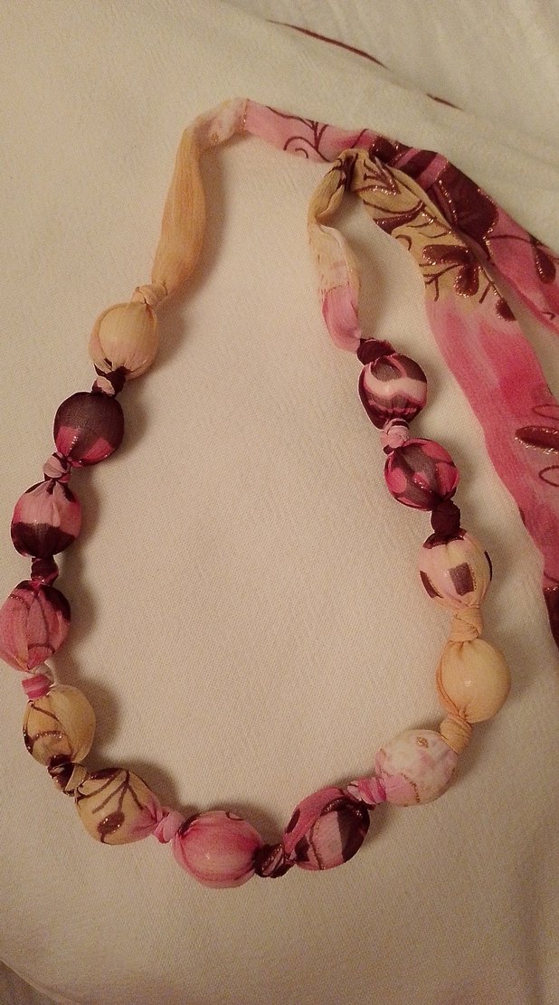 Uzun Pembe Bağlamalı Boncuklu Bohem Kolye - Görsel 2