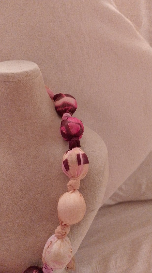 Uzun Pembe Bağlamalı Boncuklu Bohem Kolye - Görsel 4