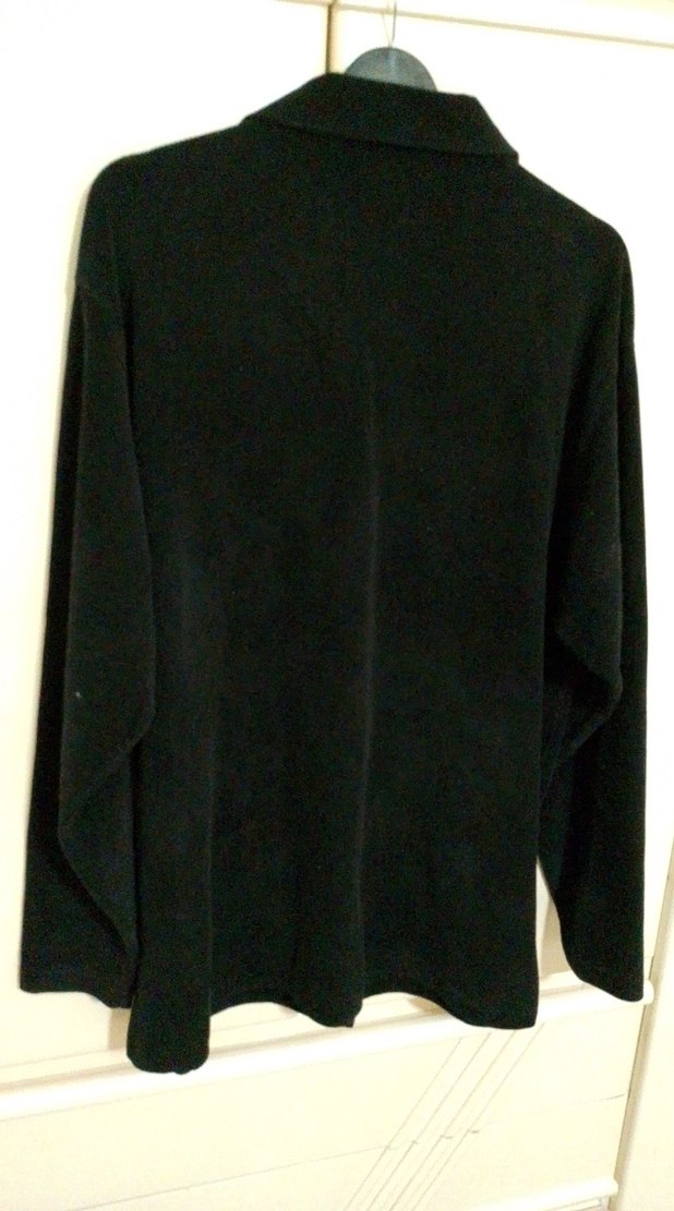 Düğmeli Siyah kadife Uzun Kollu Kadın Gömlek - Görsel 3