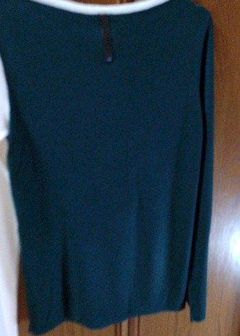 Kadın koyu yeşil _Beyaz Düğmeli Pamuklu Kazak - Görsel 6