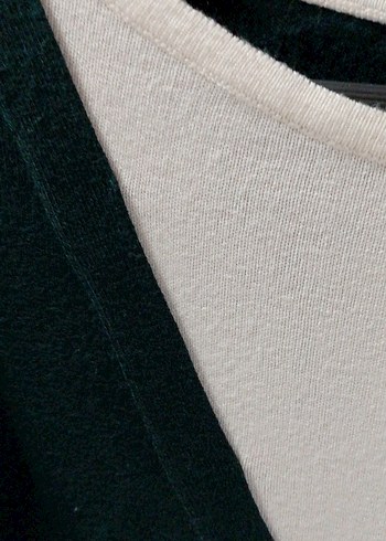 Kadın koyu yeşil _Beyaz Düğmeli Pamuklu Kazak - Görsel 3