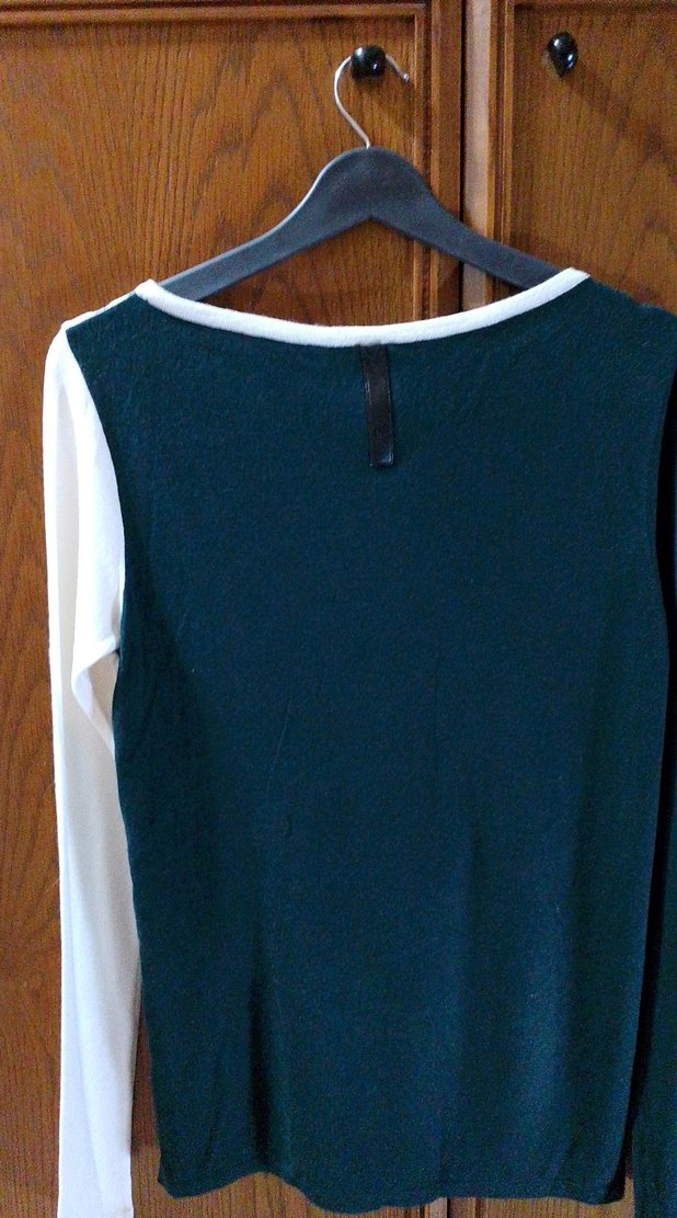 Kadın koyu yeşil _Beyaz Düğmeli Pamuklu Kazak - Görsel 5