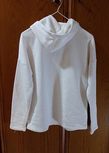 Kadın Beyaz Kapüşonlu  Sweatshirt - Görsel 5