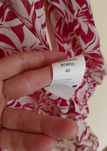 Uzun Kollu Desenli Kırmızı , Kadın şifon gömlek - Görsel 7