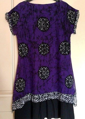 mor otantik Desenli Uzun Kadın Elbise - Görsel 5