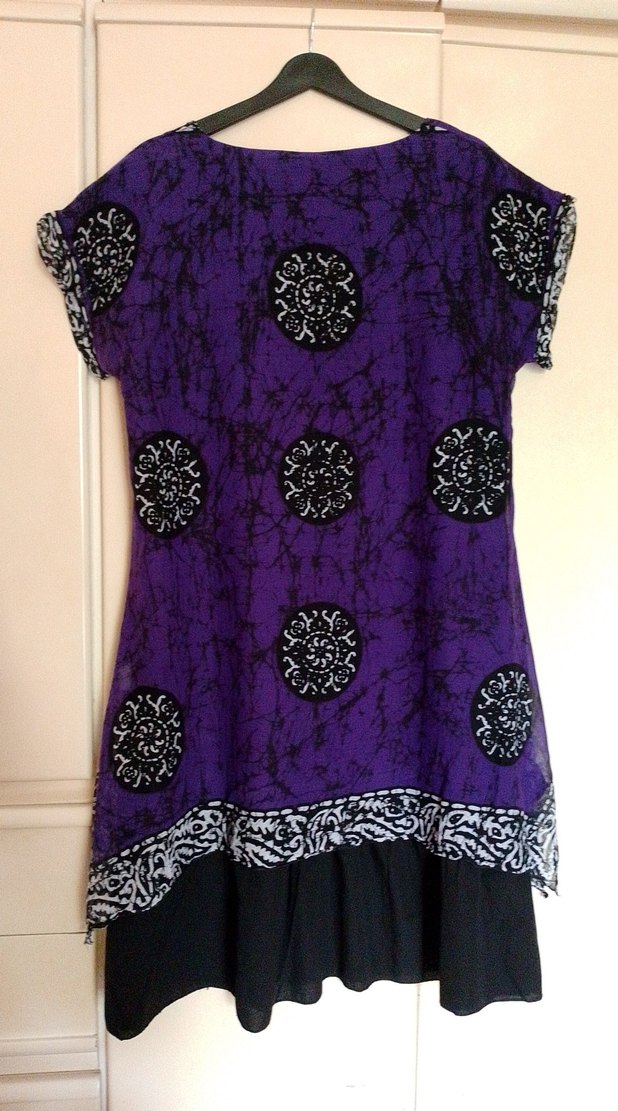 mor otantik Desenli Uzun Kadın Elbise - Görsel 5