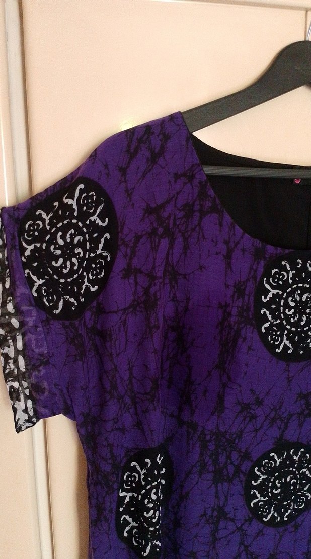 mor otantik Desenli Uzun Kadın Elbise - Görsel 2