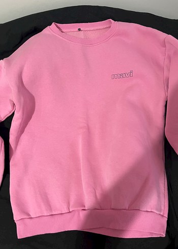 Pembe Kadın Sweatshirt, Yuvarlak Yaka, Bol Kesim