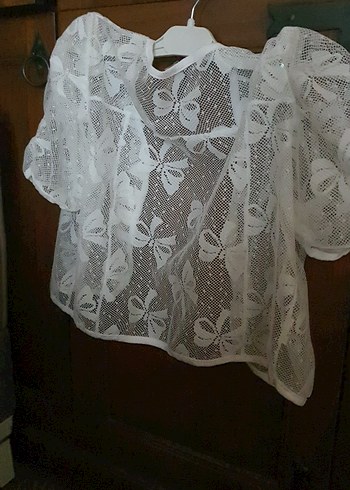 Beyaz Nakışlı Kız Çocuk Bolero - Görsel 5