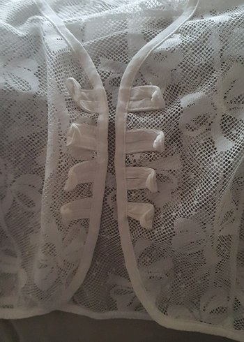 Beyaz Nakışlı Kız Çocuk Bolero - Görsel 8