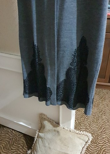 Gri Uzun Kadın mevsimlik  uzun geniş kollu pardüse - Görsel 2