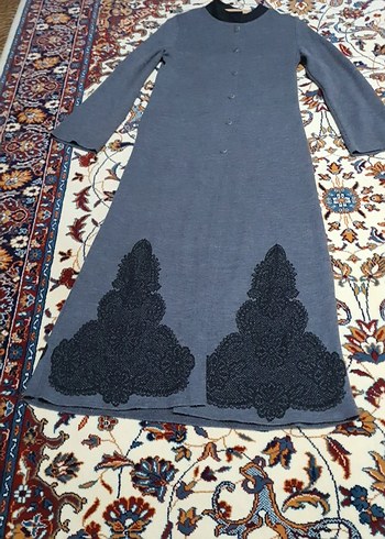 Gri Uzun Kadın mevsimlik  uzun geniş kollu pardüse - Görsel 7