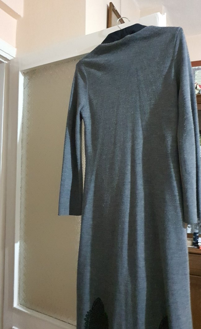 Gri Uzun Kadın mevsimlik  uzun geniş kollu pardüse - Görsel 3