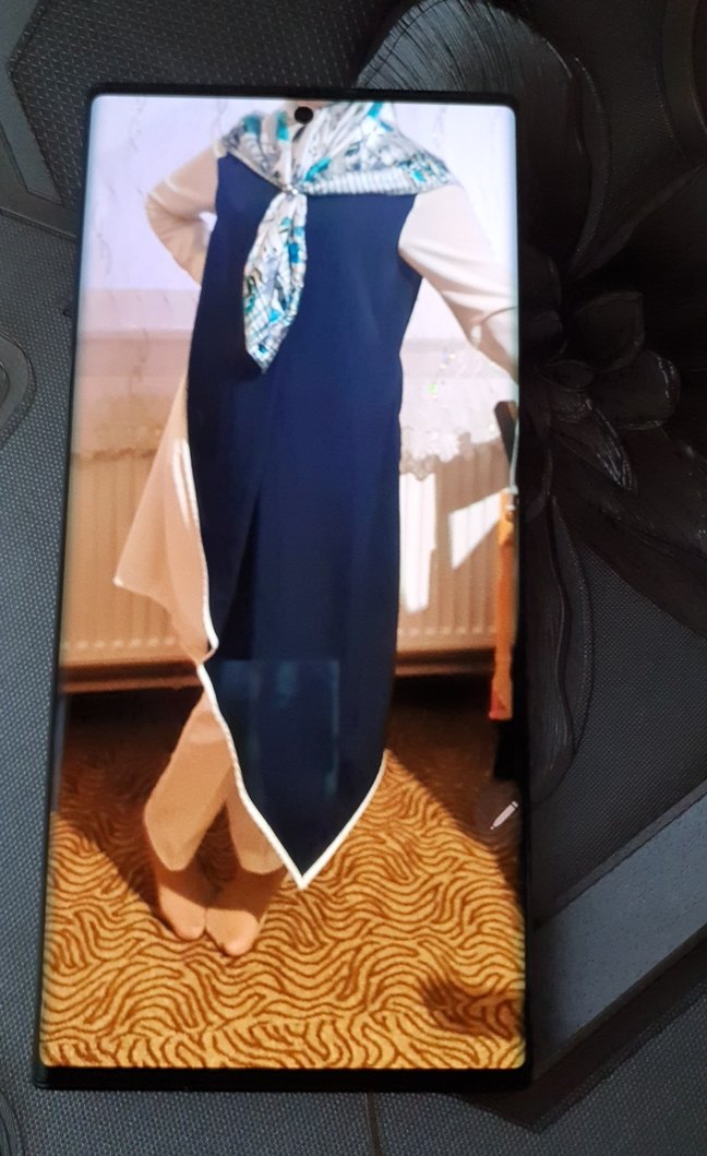 Uzun Kollu Lacivert Drapeli Kadın Elbise - Görsel 3