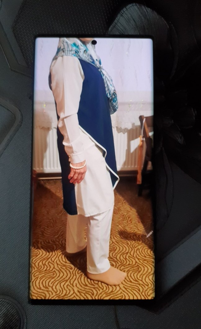 Uzun Kollu Lacivert Drapeli Kadın Elbise - Görsel 5