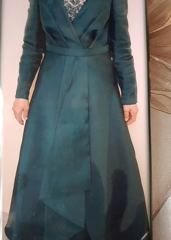 Uzun Mavi Drapeli Tesettür Abiye - Görsel 2