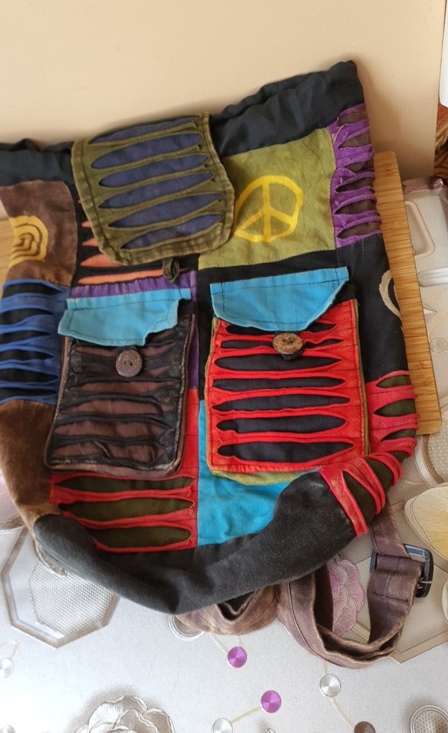 Bohem Çok Renkli otantik Bağcıklı Sırt Çantası Amerikan retro - Görsel 3