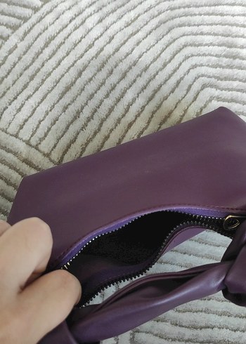 Mor Deri Kadın Omuz Çantası - Görsel 4