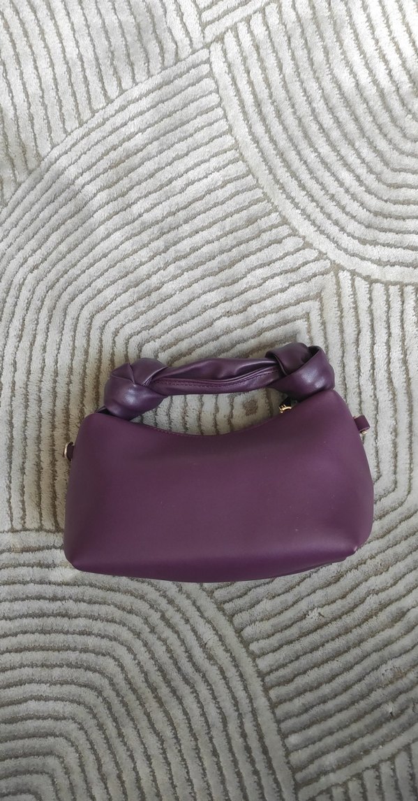 Mor Deri Kadın Omuz Çantası - Görsel 2