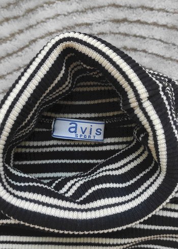 Çizgili Boğazlı Gri Kadın Triko Kazak - Görsel 2