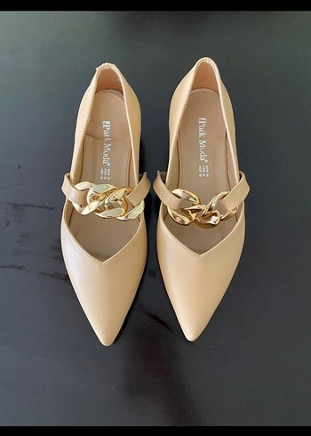 Bej Kadın Modern Klasik Topuklu Babet - Görsel 2