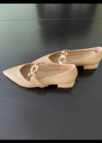 Bej Kadın Modern Klasik Topuklu Babet - Görsel 5