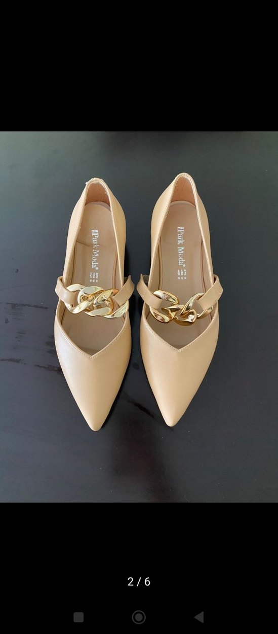 Bej Kadın Modern Klasik Topuklu Babet - Görsel 2