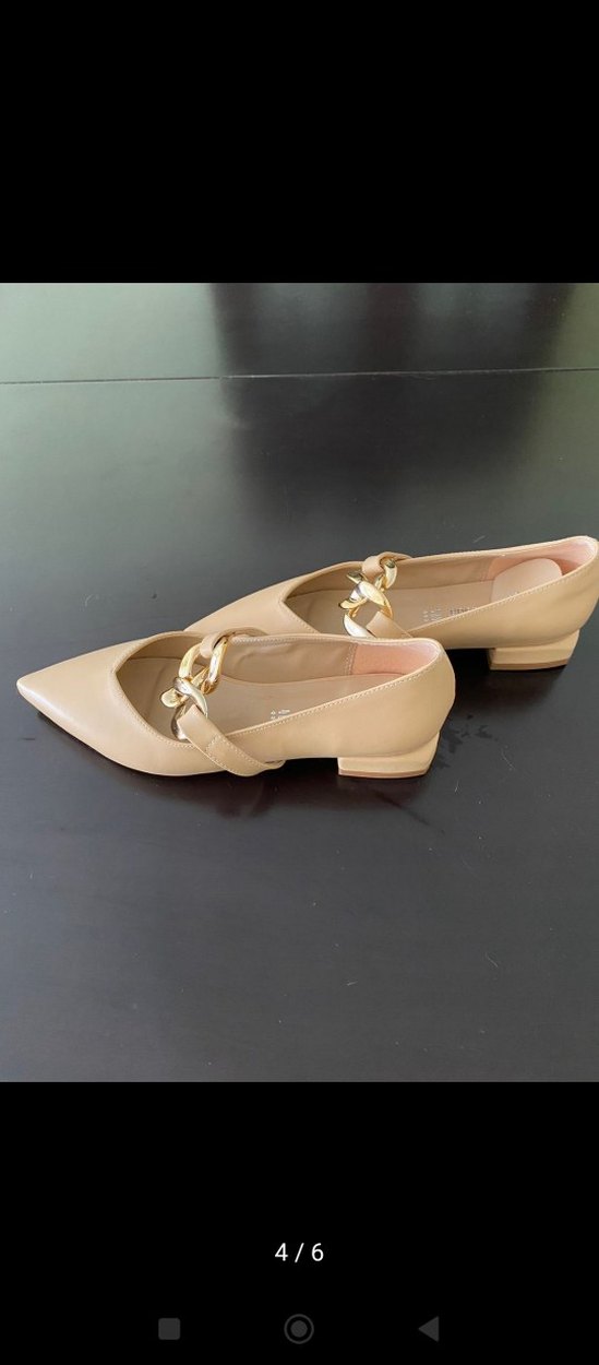 Bej Kadın Modern Klasik Topuklu Babet - Görsel 5