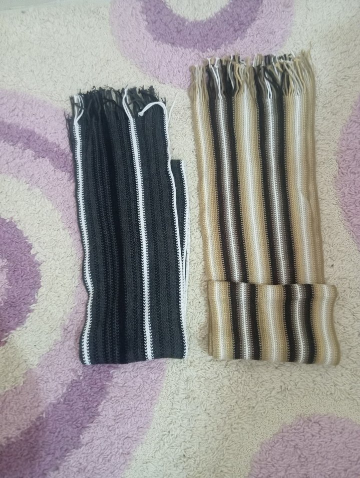 Erkek Bohem Çizgili Uzun Atkı Seti - Görsel 2