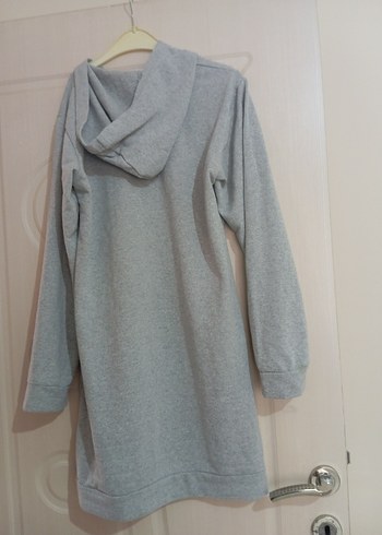 Gri Kapüşonlu Uzun Kollu Sweatshirt - Görsel 3