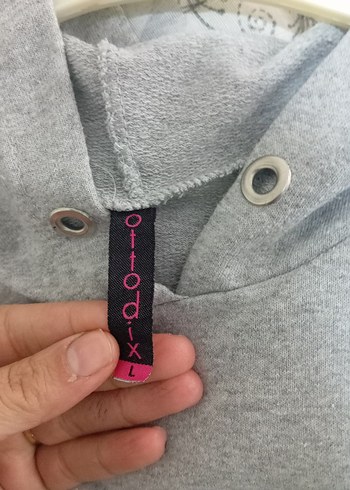 Gri Kapüşonlu Uzun Kollu Sweatshirt - Görsel 4