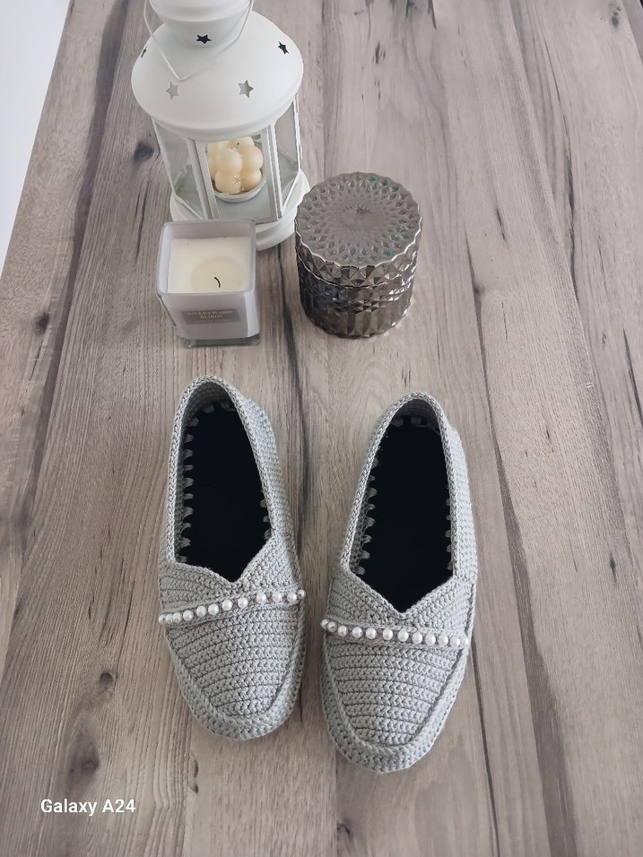 Gri Örgü Dolgu Topuklu Kadın Espadril - Görsel 2