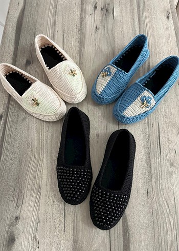 Boncuk İşlemeli Örgü Kadın Espadril Dolgu Topuk - Görsel 2