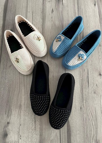 Boncuk İşlemeli Örgü Kadın Espadril Dolgu Topuk - Görsel 3