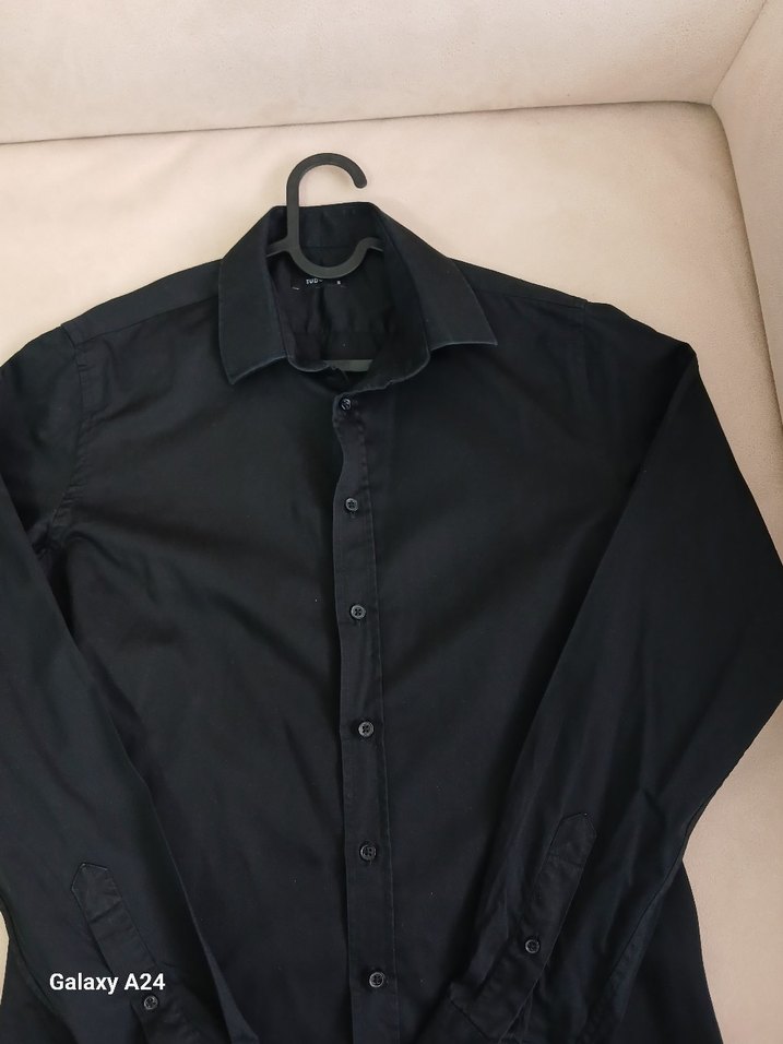 Erkek Siyah Uzun Kollu Gömlek - Görsel 2