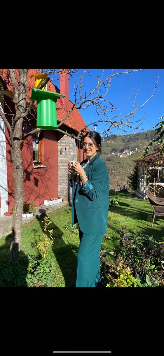 Uzun Kesim Turkuaz Kadın Takım Elbise - Görsel 3