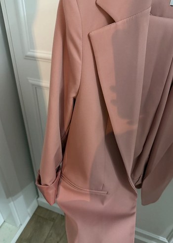 Pembe Midi Boy Salaş Street Style Blazer takım - Görsel 3