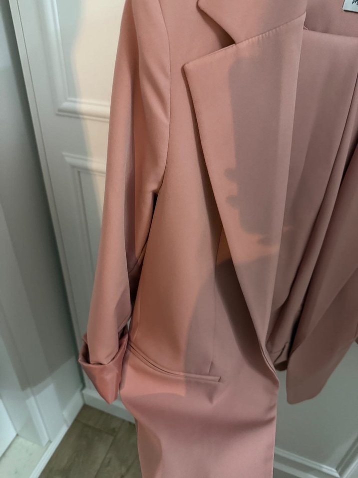 Pembe Midi Boy Salaş Street Style Blazer takım - Görsel 3