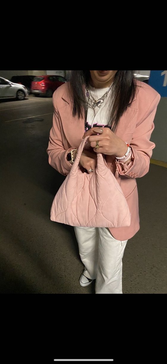 Pembe Midi Boy Salaş Street Style Blazer takım - Görsel 2