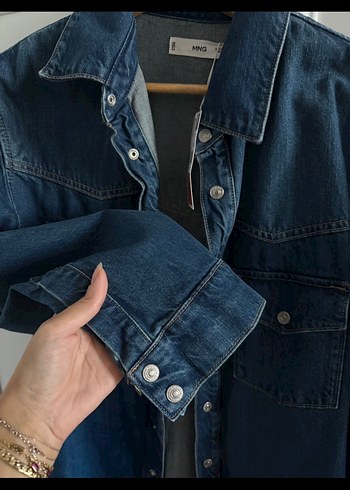 Düğmeli Mavi Kadın Denim Ceket - Görsel 3