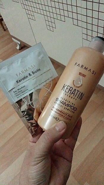 Keratinli saç maskesi ve sampuani