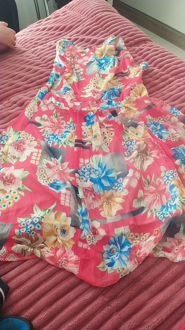 Çiçek Desenli Pembe Bohem Uzun Elbise - Görsel 3