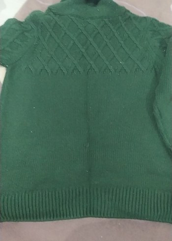 Erkek Çocuk Yeşil Örgü Boğazlı Kazak - Görsel 3