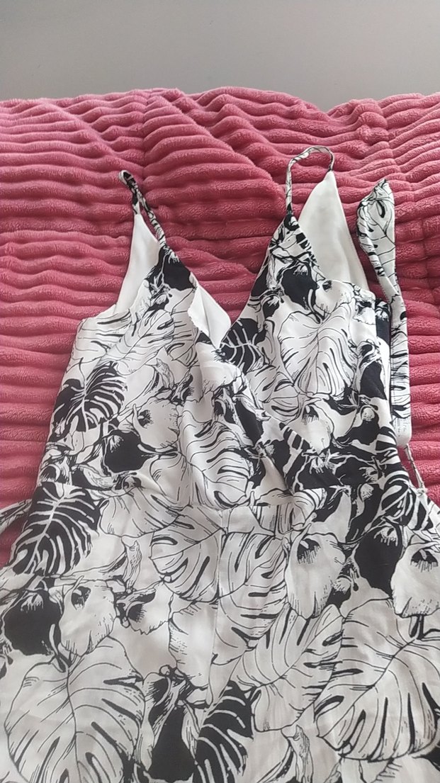 Bohem Gri Desenli Uzun Kadın Tulum - Görsel 2