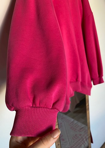 m Beden Pembe Oversize Kadın Sweatshirt
