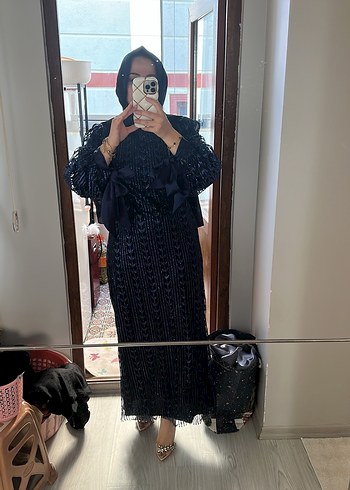 Lacivert Yılan Desenli Uzun Abiye Elbise 42 uyumlu - Görsel 3