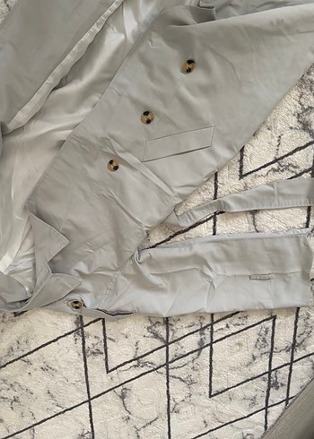 Trendyolmilla Düğmeli Gri Kadın Trençkot - Görsel 2