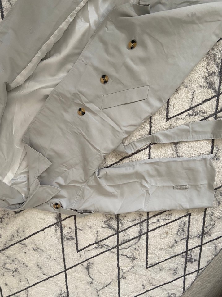 Trendyolmilla Düğmeli Gri Kadın Trençkot - Görsel 2