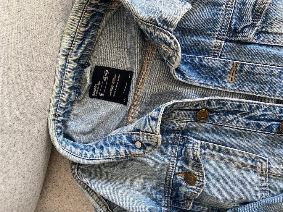 Düğmeli Kadın Kot Ceket, Normal Boy, Mavi - Görsel 3